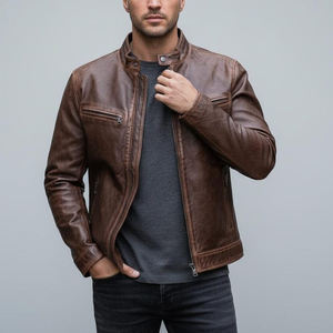 Vestes en cuir d'hiver confortables et douces pour hommes, vestes en cuir décontractées, qualité supérieure, vêtements d'extérieur élégants, cuir souple - Product Image 4