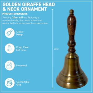 Campana de mano de latón de alta calidad con mango de madera para enseñanza, meditación, yoga y alertas. Campana de mano de latón con sonido premium. - Product Image 2