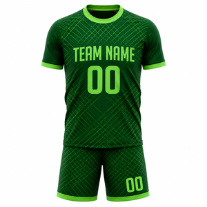 ชุดเสื้อฟุตบอลโพลีเอสเตอร์ 100% ระบายอากาศ แห้งเร็ว พิมพ์ลายแบบกำหนดเองได้ พร้อมกางเกงขาสั้นเอวยางยืด สำหรับผู้ใหญ่ 男女  แบบใหม่ - Product Image 2