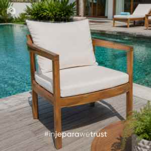 Fauteuil de salon extérieur en teck moderne de qualité supérieure avec coussin confortable et imperméable pour villa, salle à manger, patio, jardin, fauteuil Jeparawetrust - Product Image 1
