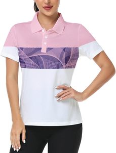 Polo à manches courtes blanc pour femme avec imprimé à pois dégradé, séchage rapide, polyester, décontracté, longueur normale, polos OEM ODM - Product Image 6