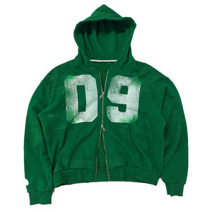 Nouveau design OEM – Sweat à capuche streetwear vintage délavé avec impression effet soleil et fermeture éclair pour homme - Product Image 5