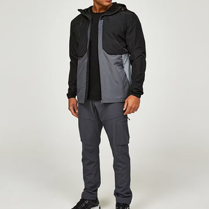 <b>Men's</b> Waterproof Hooded Windbreaker <b>Jacket</b> Color Blocking Design Full Length Zipper Fly Sporty Style Autumn Wear - Product Image 6