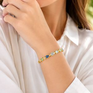 Pulseras de Acero Inoxidable PVD Chapadas en Oro de 18K con Piedras Preciosas, Brazalete de Circonia Cúbica para Mujer - Product Image 3