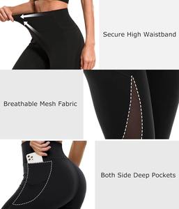 Leggings taille haute pour femmes, personnalisables OEM, vente en gros, couleur unie, coupe ajustée, extensibles dans quatre directions, respirants, séchage rapide, durables, en spandex doux, grandes tailles - Product Image 5