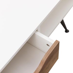 Table basse moderne blanche et noire avec rangement pour salon, table centrale contemporaine avec étagère de rangement spacieuse, élégante - Product Image 6