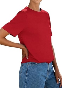 Camiseta de algodón lisa de alta calidad para mujer - Product Image 5