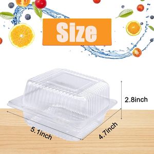 100-Pack Disposable <b>Plastic</b> <b>Square</b> Hinged Food <b>Containers</b> with Clear Lids Cake Slice Storage Boxes - Product Image 2