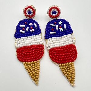Pendientes de botas y sombrero de vaquero al por mayor para mujer y niña, pendientes colgantes llamativos de estilo occidental patriótico rojo, blanco y azul, de moda y boutique. - Product Image 2