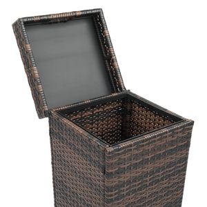 Cestino per Rifiuti in Rattan Marrone Sfumato con Coperchio e Telaio in Ferro per Uso Interno/Esterno - Capacità 240L - Product Image 4