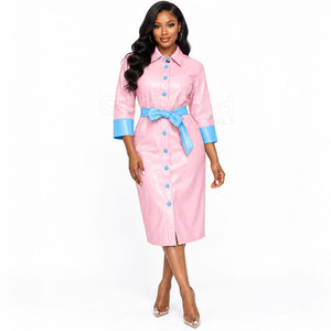 Robe décontractée sexy respirante Cosh International Sorority Sisterhood Greek Apparel rose et bleu clair à poignets contrastants - Product Image 3