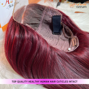 Perruque naturelle lisse couleur vin HD, extensions de cheveux humains vietnamiens naturels pleine longueur, prix d'usine - Product Image 6