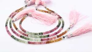 Cuentas facetadas de turmalina natural multicolor de 3-3.5 mm, cuentas sueltas de turmalina sandía para la fabricación de joyería, suministros a granel, 8 pulgadas. - Product Image 6