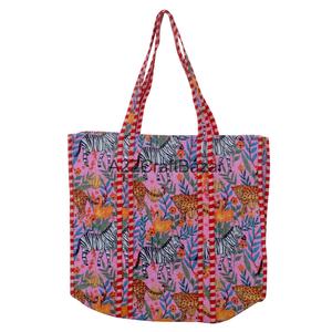 Indian Hand Block Quilted Floral Printed 100% Cotton Tote Shoulder <b>Bag</b> Eco-Friendly Durable for Daily Use Fashion for Summer - Product Image 4