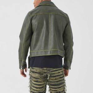 Handsome Look Winter Collection Men's Biker <b>Leather</b> Jacket Wholesale Manufacturer Luxury Style Men's <b>Leather</b> Jacket - Product Image 2