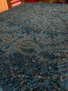 ผ้าลูกไม้คุณภาพสูงพร้อมงานปักลูกปัดและเลื่อมหนักสำหรับชุดแต่งงาน ชุดราตรี และการผลิตเสื้อผ้าดีไซเนอร์ - Product Image 2