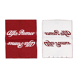 Étiquettes de style de qualité supérieure, personnalisées, tissées en damassé, en tissu rectangulaire, pliées au centre, découpées au laser, pour vêtements, avec logo d'entreprise - Product Image 2