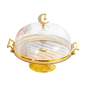 Handicrafts Glass <b>Cake</b> <b>Dome</b> Cover with Wooden Base Round Dessert Display <b>Stand</b> Reusable for Parties and Events Minimalist - Product Image 2