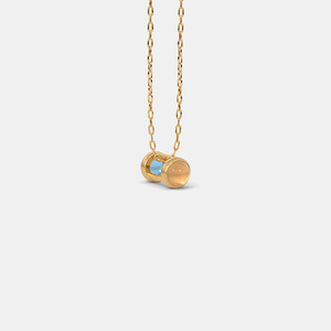 Collar con Colgante Geométrico de Cabujón Azul en Oro Amarillo - Product Image 3