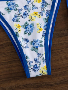 Women's Bikini Sets Sexy Sublimated Design Two Piece Swimsuit <b>V</b> Neck Halter Back Self Tie Low Rise Bottom - Product Image 6