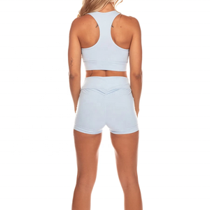 Ensemble de yoga court sans couture pour femmes, vêtements de fitness respirants et ajustés, vêtements de sport actifs, tenue de yoga. - Product Image 4