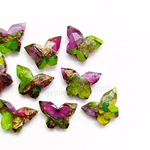 Cuentas de piedras preciosas talladas en forma de mariposa, color rojo rubí y turquesa, de 14 mm, cuentas sueltas para la fabricación de joyería, venta al por mayor. - Product Image 5