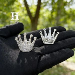 Pendientes de Corona de Diamantes de Lujo Totalmente Pavimentados, Oro de 14K, Estilo Tiara de Rey y Reina, Joyería Hip Hop para Hombre y Mujer - Product Image 6