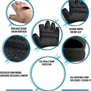 Gants de fitness sans doigts personnalisés pour hommes et femmes, pour la musculation, le cyclisme, les entraînements, antidérapants, fournisseur en gros OEM ODM - Product Image 6