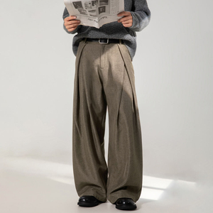 Pantalones Casuales de Pierna Ancha para Hombre, Tejido Grueso, Cierre de Botones, Transpirables, de Algodón, con Frente Plano, Resistentes al Agua, Lavado Ácido, Personalizados OEM 2026 - Product Image 5