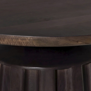 Nueva Mesa de Centro Moderna con Base Acanalada, Acabado Liso en Nogal, Madera de Mango Sólida, Forma Redonda, para Sala de Estar - Product Image 3