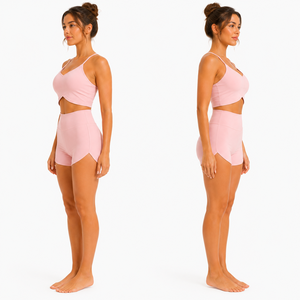 Conjunto Deportivo para Mujer, Top Deportivo con Dobladillo Cruzado y Pantalones Cortos de Yoga de Cintura Alta, Ropa Deportiva para Gimnasio, Entrenamiento, Fitness, Verano - Product Image 3