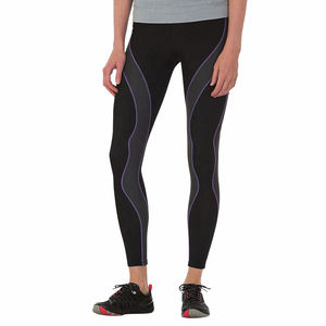 Leggings de yoga mi-taille longueur cheville, color block, rayures violettes, polyester coton, extensibles dans les quatre sens, écologiques, respirants - Product Image 6
