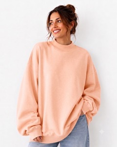 Women's Light <b>Weight</b> <b>Blank</b> Mockneck Baggy Style Women's Sweatshirt All Season Daily Wear Customized Logo On Front - Product Image 1