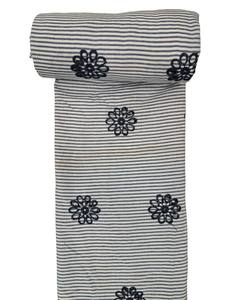 Tela de Algodón Peinado Ligero de Primera Calidad, con Rayas Azul Marino y Blancas, Bordada, para Vestidos o Kurtis - Product Image 3