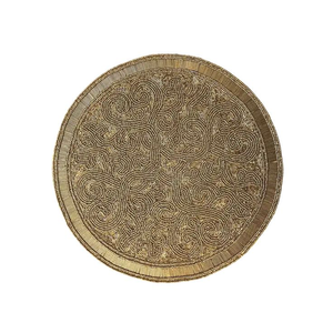 Salvamantel Redondo Dorado con Cuentas de Blossom Craft India - Product Image 2