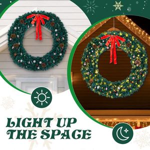 Guirnalda Navideña Preiluminada de 72 Pulgadas con 300 Luces Blancas Cálidas y 1200 Puntas de PVC, Guirnalda Artificial Iluminada para Adornos DIY - Product Image 5