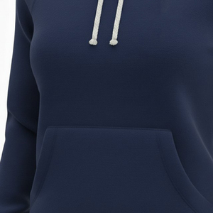 Women's Navy Blue Hooded <b>Zipper</b> <b>Sweatshirt</b> Regular Fit Knitted Long Sleeve Casual Autumn Wear Solid Color Design - Product Image 6