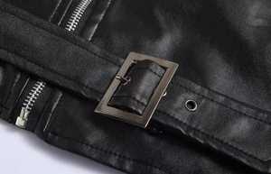 Men's Genuine Leather Motorcycle <b>Jacket</b> <b>Slim</b> <b>Fit</b> Stand Collar Breathable Zipper Closure Solid Color Wool Lining Autumn Regular - Product Image 3