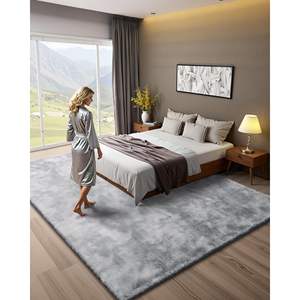 Alfombra Moderna para Decoración del Hogar, Estética, Gris Claro, 9x12 pies, Alfombra Interior de Felpa, Suave, Peluda, Antideslizante, Tie-Dye - Product Image 2