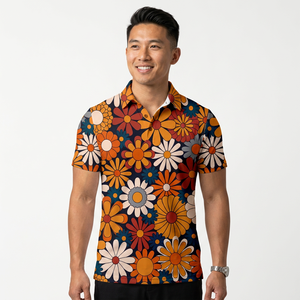 Camiseta de Punto de Manga Corta con Estampado Floral para Hombre, Estilo Golf Casual, de Secado Rápido - Product Image 6