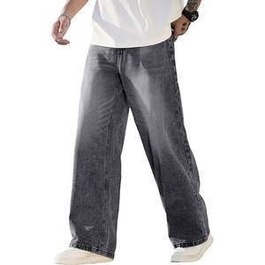 Jeans baggy pour hommes, mode hip-hop, coupe ample, denim délavé, pantalon décontracté - Product Image 5
