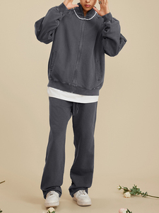 Sweat à capuche en coton French Terry épais avec finition délavée effet soleil, fabrication sur mesure, qualité supérieure, hiver, homme - Product Image 4