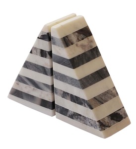 Nuevo artículo: Sujetalibros de mármol gris con diseño de media esfera para decoración de interiores y decoración de mesa - Product Image 2