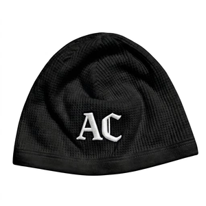 Gorro Unisex de Acrílico Negro con Bordado AC Blanco, Gorro de Invierno de Punto Acanalado Informal, 56-58CM - Product Image 1