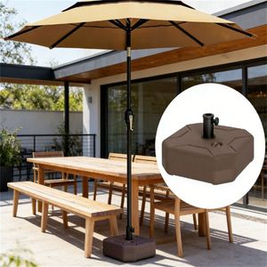 Base carrée marron pour parasol de terrasse, support de parasol extérieur avec base carrée - Product Image 1