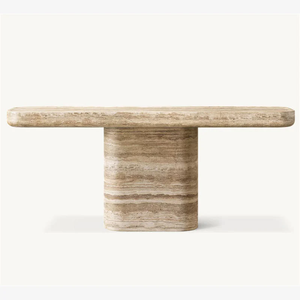 Modern Furniture Customized Marble Bedroom Natural Stone Travertine <b>Console</b> <b>Table</b> Wabi Sabi Design - Product Image 4