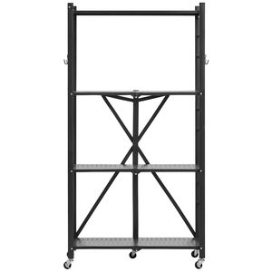 Scaffale Pieghevole a 4 Ripiani 28L X 13P X 54A Pollici, Unità di Stoccaggio in Metallo Senza Montaggio, Organizzatore con 5 Ruote per Bagno - Product Image 1