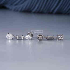 Pendientes de Oro Blanco de 14K con Moissanita en Corte Baguette y Pera para Mujer, 2.14ct, 6 Piedras, Joyería de Lujo para Boda o Aniversario - Product Image 5