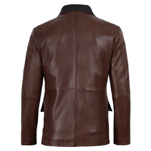 Chaqueta de Motocicleta 5KINGZ SPORTS de Cuero Genuino, Resistente al Viento, para Invierno, con Cuello Camisero, Color Negro Intenso, Estilo Urbano - Product Image 4