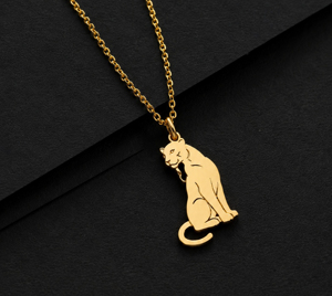 925 Sterling <b>Silver</b> Rhodium/Gold Plated Christian Minimalist Panther <b>Charm</b> Pendant Necklace Unisex Everyday Wear Fine Gift Him - Product Image 4